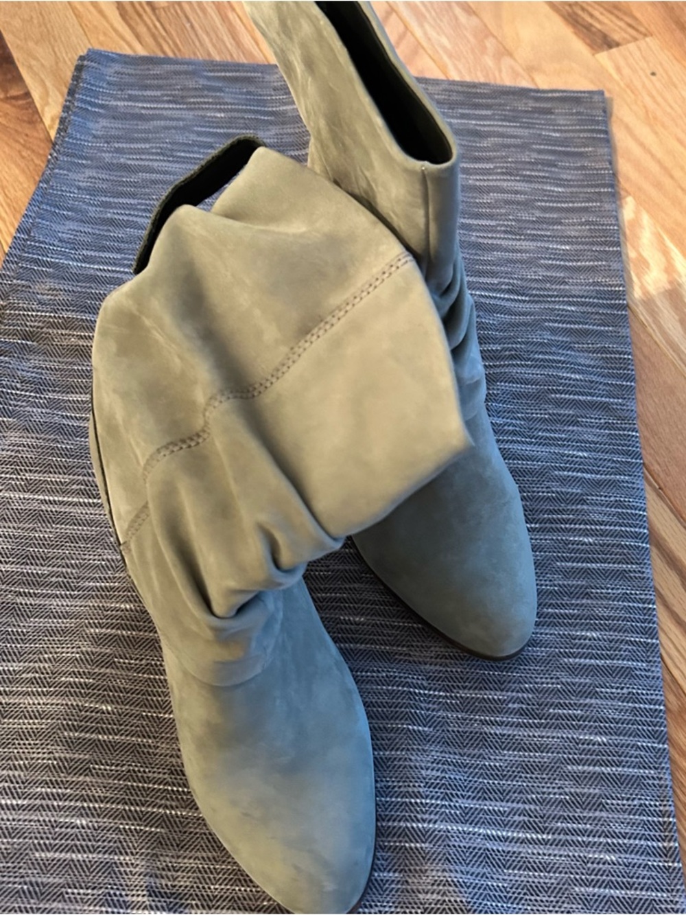 Slouchy Suede Ankle Boots in soft grey